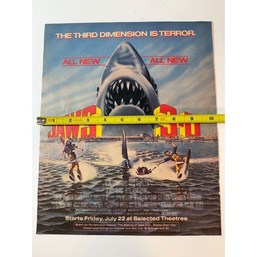 Vintage 1983 Jaws 3-D Movie Theater Advertisement Print Ad - Picture 3 of 3